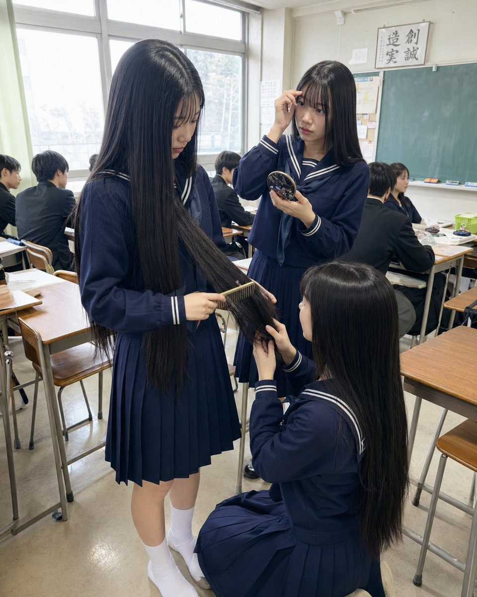 日式教室长发快照