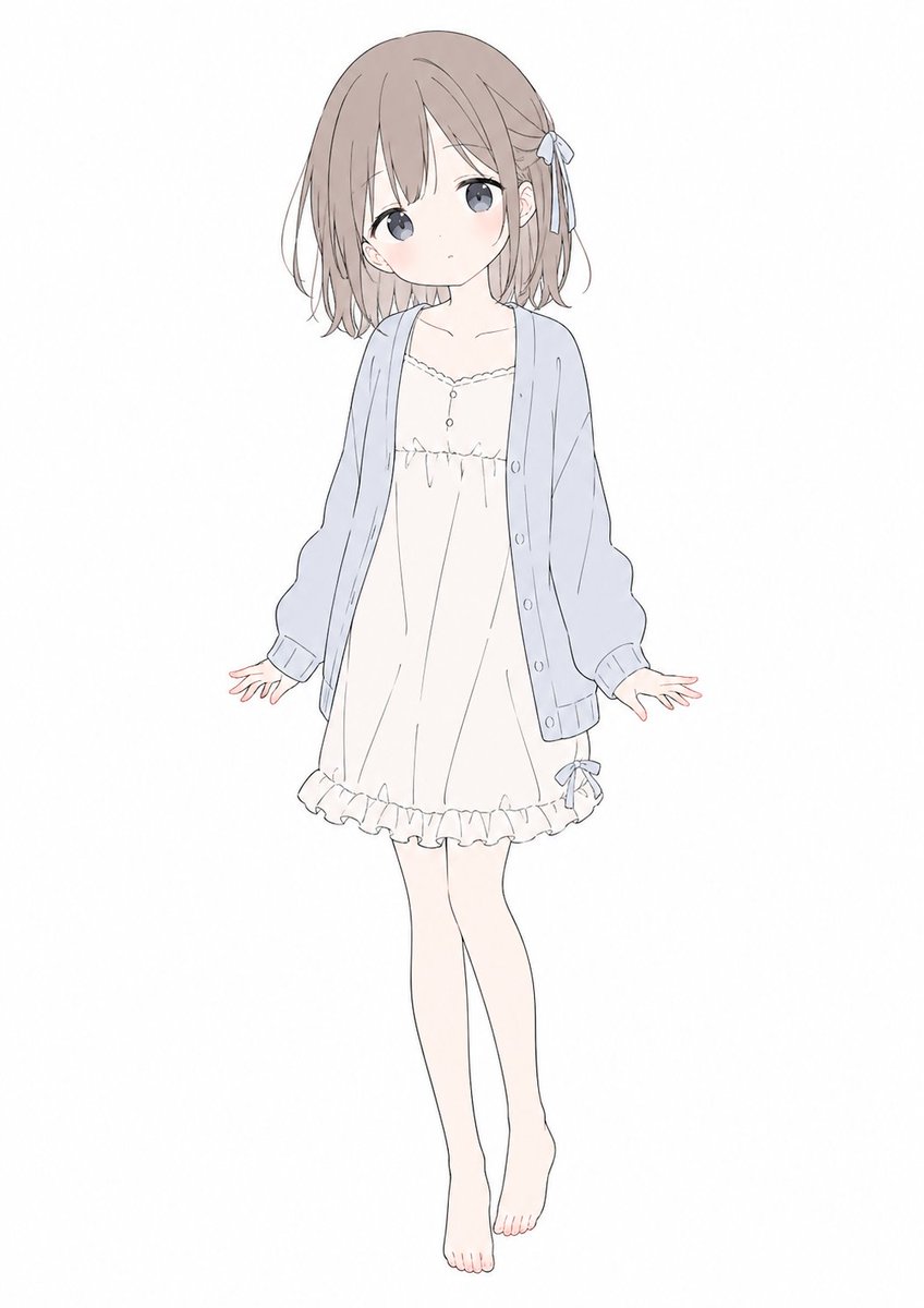 柔和粉彩动漫少女全身图