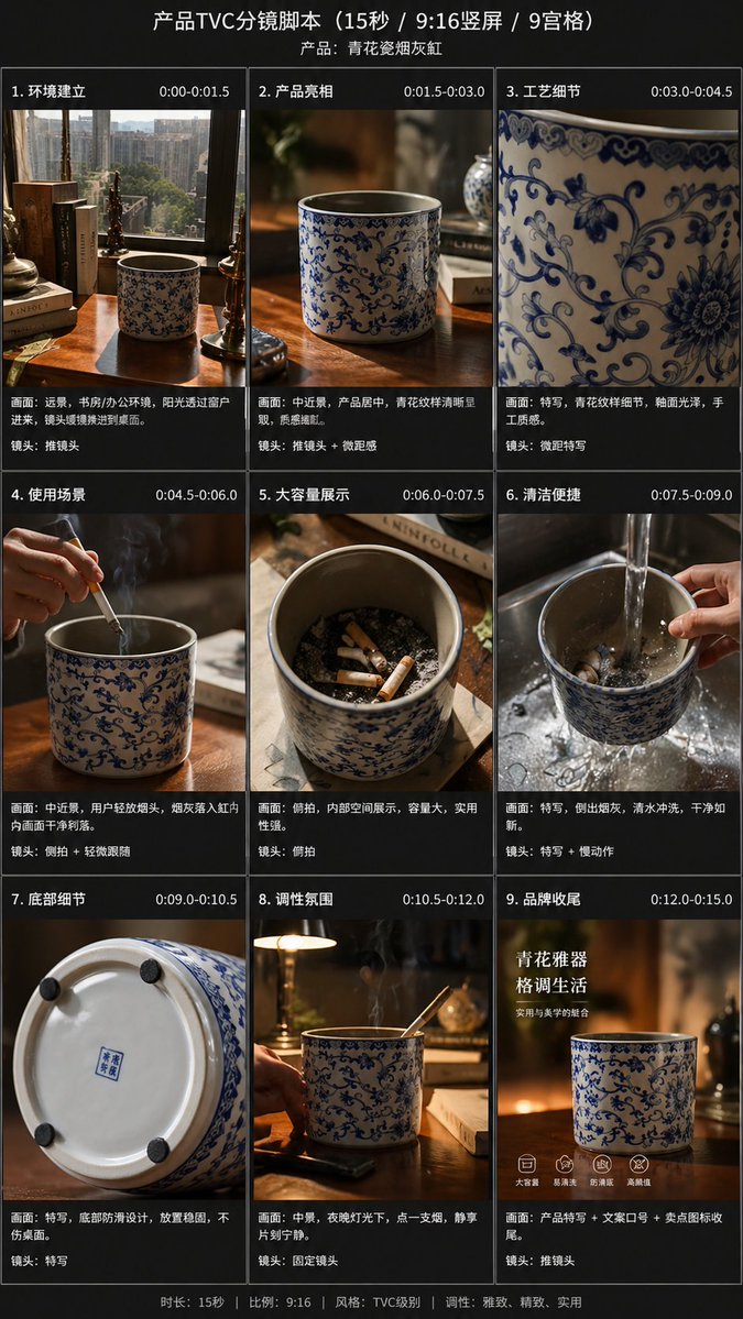 E-commerce Main Image - 9-Panel Product TVC Storyboard